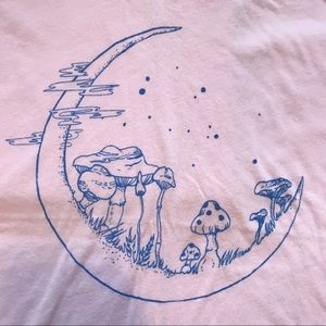 Truly Madly Deeply- cool tshirt pink moon mushroom